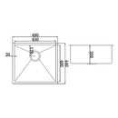 490x440mm Handmade Stainless Steel Undermount / Topmount Kitchen Laundry Sink with Waste - RnR Galore