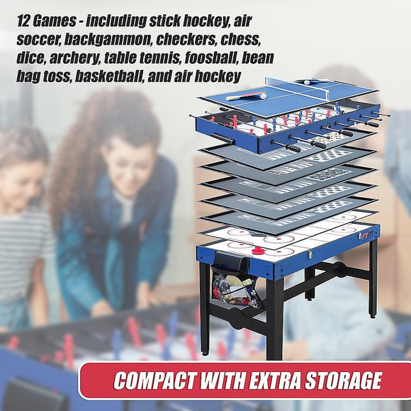 4FT 12 - in - 1 Combo Games Tables Foosball Soccer Basketball Hockey Pool Table Tennis - RnR Galore