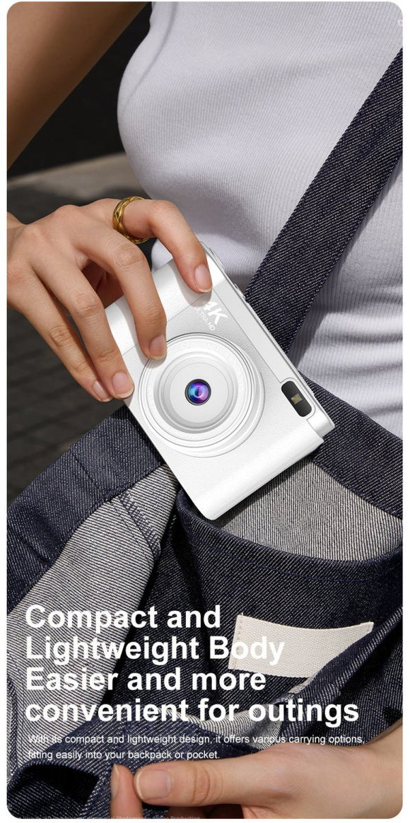 4K Ultra HD Digital Camera - 75MP, 2.8 - inch Rotatable Screen, Auto Focus & Built - in Flash(black) - RnR Galore