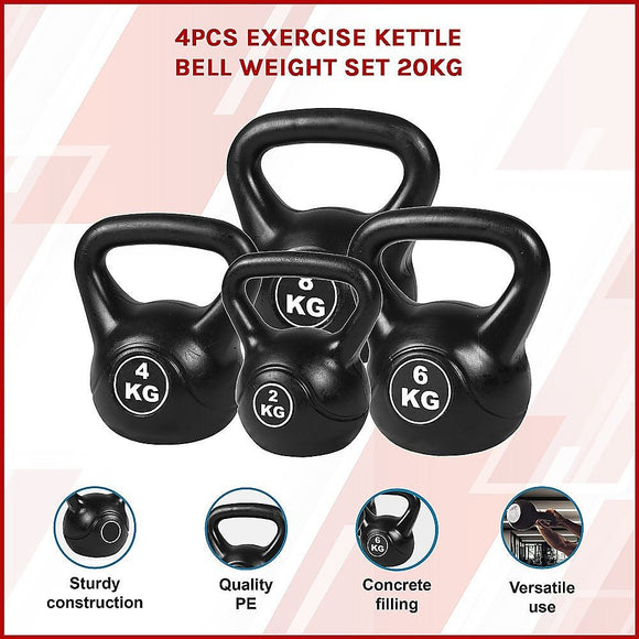 4pcs Exercise Kettle Bell Weight Set 20KG - RnR Galore