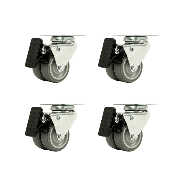 4x 2 Inch Heavy Duty Swivel Castor Wheels 50mm Brake - RnR Galore