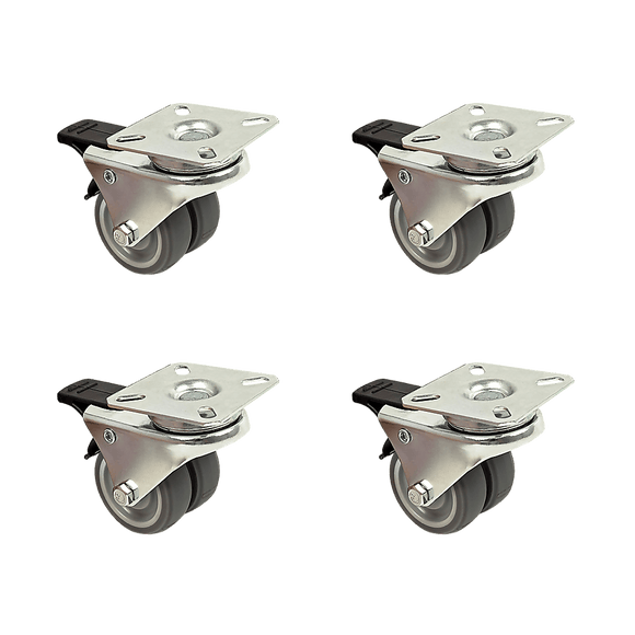 4x 2 Inch Heavy Duty Swivel Castor Wheels 50mm Brake - RnR Galore