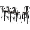 4x Artiss Metal Bar Stools Wooden Seat Retro Counter Stool - RnR Galore