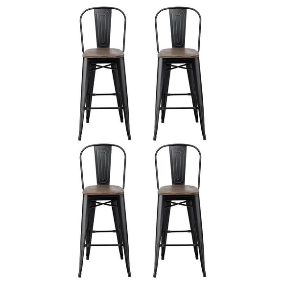 4x Artiss Metal Bar Stools Wooden Seat Retro Counter Stool - RnR Galore