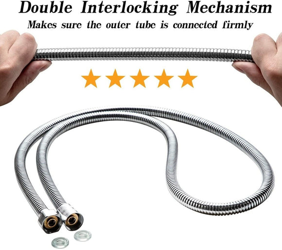 5 FT Handheld Shower Head Hose 1.5m Bathroom Stainless Steel Shower Water Tube - RnR Galore