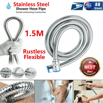 5 FT Handheld Shower Head Hose 1.5m Bathroom Stainless Steel Shower Water Tube - RnR Galore