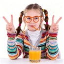 5 - Pack Silly Straws Glasses, Reusable Crazy Straws for Kids, Flexible Twisty Straws Fun Eyeglass Frame Drinking Straws, Novelty Party Favors Supplies for Birthday, Game, Christmas, Holiday Decorations - RnR Galore