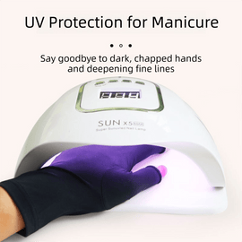 5 - Pair Grey UV Protection Fingerless Gloves for Nail Art Curing and Cycling Sun Protection - Made of Nylon/Spandex, Manicure Hand Care - RnR Galore