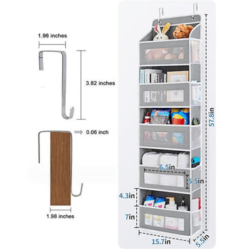 5 - Tier Black Over The Door Organizer – Heavy - Duty Hanging Storage (15.7in x 5.5in) with Anti - Tilt Design for Nursery, Pantry & Dorm - RnR Galore