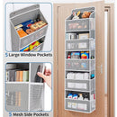 5 - Tier Black Over The Door Organizer – Heavy - Duty Hanging Storage (15.7in x 5.5in) with Anti - Tilt Design for Nursery, Pantry & Dorm - RnR Galore