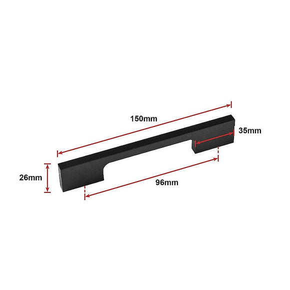 5 x 96mm Kitchen Handle Cabinet Cupboard Door Drawer Handles square Black furniture pulls - RnR Galore