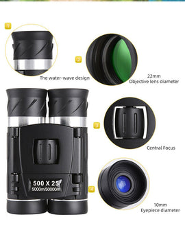 500x25 High Power HD Binoculars - Portable Concert Telescope with Phone Photography Capability, FMC Coated Optics - RnR Galore