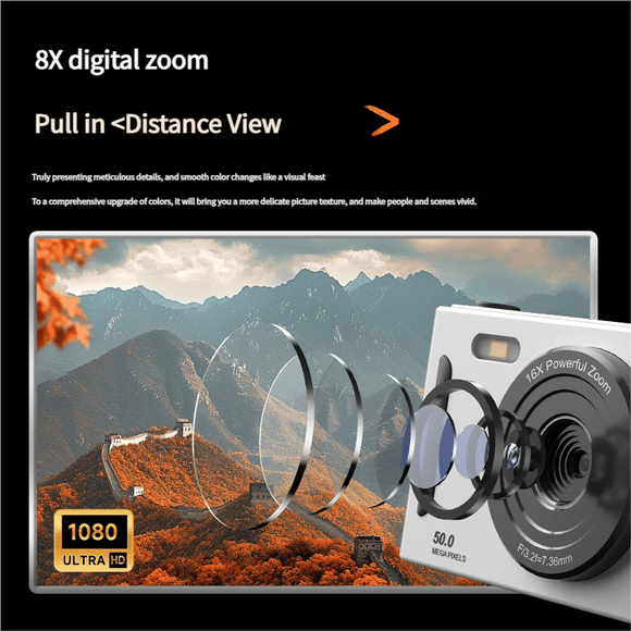 50MP HD Digital Camera with 8X Zoom & Dual Lens System(pink) - RnR Galore