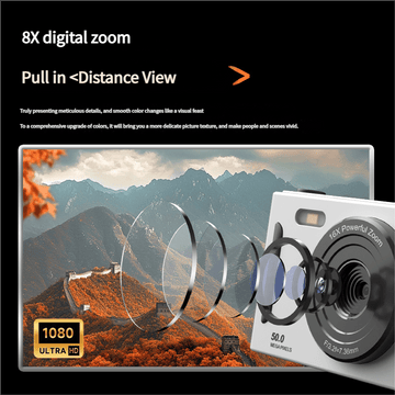 50MP HD Digital Camera with 8X Zoom & Dual Lens System(silvery) - RnR Galore