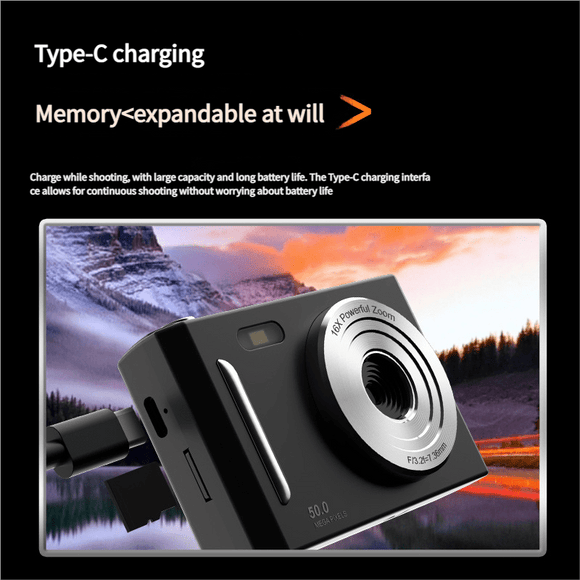 50MP HD Digital Camera with 8X Zoom & Dual Lens System(silvery) - RnR Galore