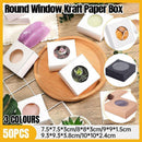 50PCS Handmade Soap Paper Box Round Window Kraft Black White Candy Biscuit Box - White - 50pcs 8*8*3CM - RnR Galore