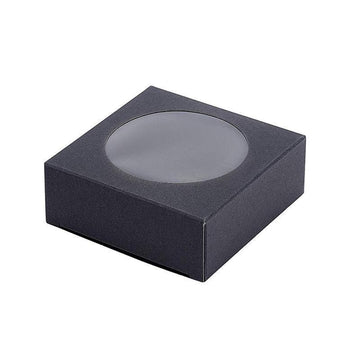50PCS Handmade Soap Paper Box Round Window Kraft Black White Candy Biscuit Box - White - 50pcs 8*8*3CM - RnR Galore