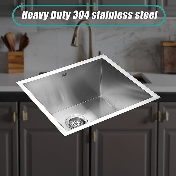 510x450mm Handmade Stainless Steel Undermount / Topmount Kitchen Laundry Sink with Waste - RnR Galore