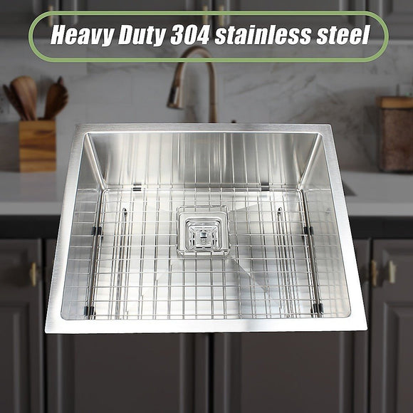 550x455mm Handmade 1.5mm Stainless Steel Undermount / Topmount Kitchen Sink with Square Waste - RnR Galore