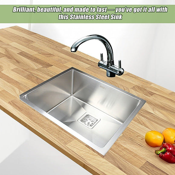 550x455mm Handmade 1.5mm Stainless Steel Undermount / Topmount Kitchen Sink with Square Waste - RnR Galore