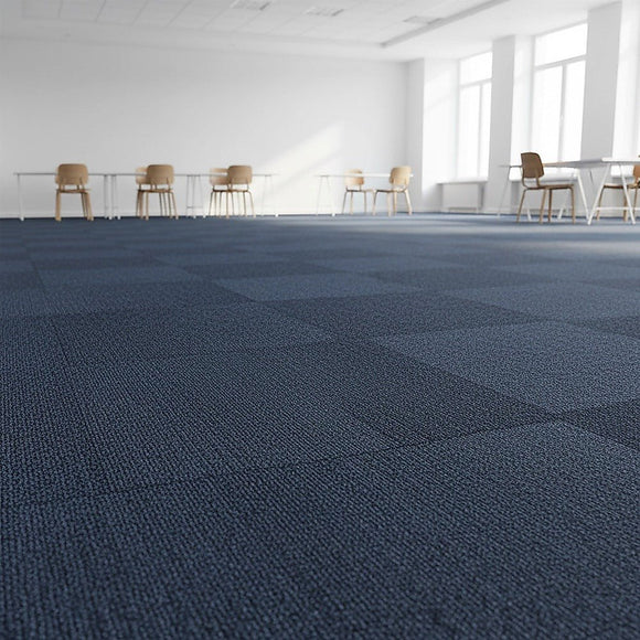 5m2 Box of Premium Carpet Tiles Commercial Domestic Office Heavy Use Flooring Blue - RnR Galore