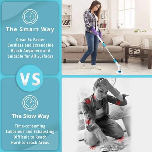 5PCS Rechargeable Spin Scrubber Electric Turbo Scrub Cleaning Brush Cordless Kit - RnR Galore