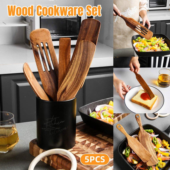 5pcs Wooden Spatula Set Kitchen Cooking Utensils Wooden Spatula for Cooking - RnR Galore