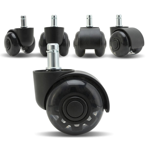5X 2'' Twin Wheel Office Chair Casters - Slient Smooth, 11x22mm Stem - RnR Galore