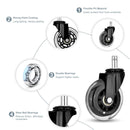5X 3'' Rollerblade Style Wheels Office Chair Casters - Slient Smooth, 11x22mm Stem - RnR Galore
