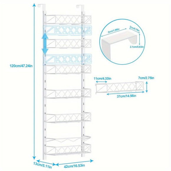 6 Tier Adjustable Baskets Over Door Pantry Organiser for Home Kitchen - RnR Galore
