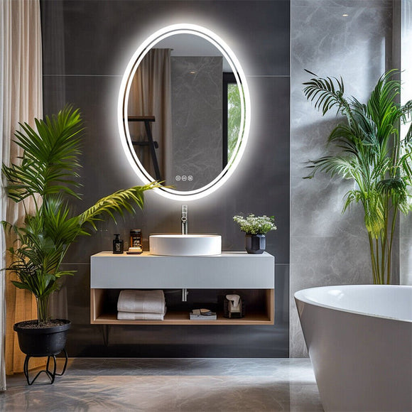 600x800mm LED Bathroom Mirror Oval Anti - Fog Dimmable - RnR Galore