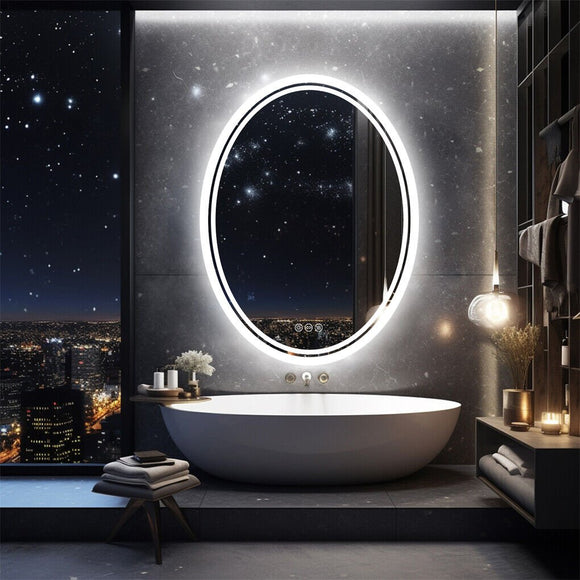 600x800mm LED Bathroom Mirror Oval Anti - Fog Dimmable - RnR Galore