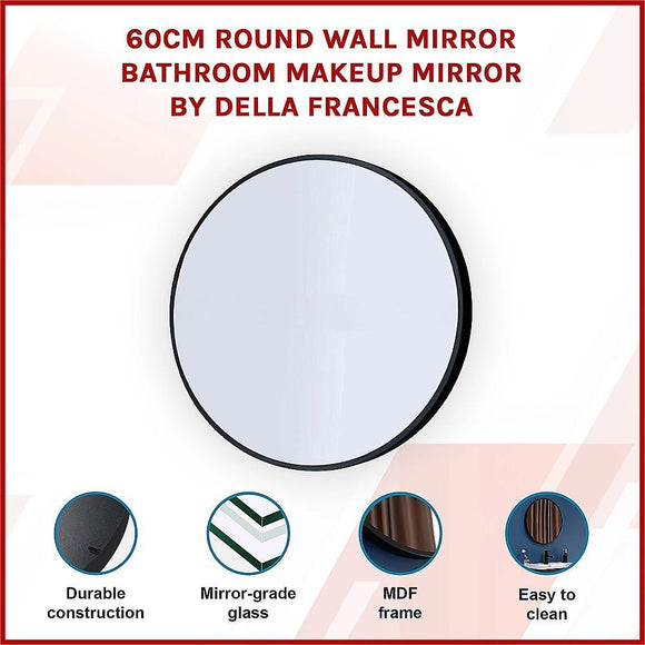 60cm Round Wall Mirror Bathroom Makeup Mirror by Della Francesca - RnR Galore