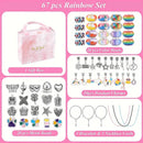67PCS Blue DIY Charm Necklace & Bracelet Making Kit - Creative Jewelry Craft Set with Colorful Drip Oil Pendants & Metal Beads - RnR Galore