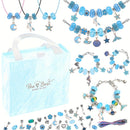 67PCS Blue DIY Charm Necklace & Bracelet Making Kit - Creative Jewelry Craft Set with Colorful Drip Oil Pendants & Metal Beads - RnR Galore