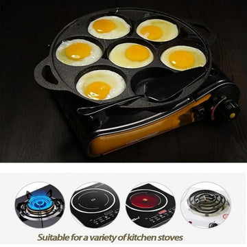 7 Cup Cast Iron Egg Frying Pan Divided Egg Skillet Pan Fried Egg Pan Cooker Pancake Egg Fryer - RnR Galore