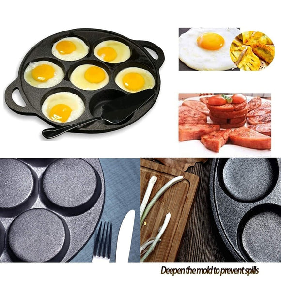 7 Cup Cast Iron Egg Frying Pan Divided Egg Skillet Pan Fried Egg Pan Cooker Pancake Egg Fryer - RnR Galore