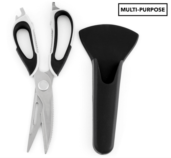 7 in 1 Multi Purpose Kitchen Super Scissors w/ Magnetic Case for Meat Nuts - RnR Galore