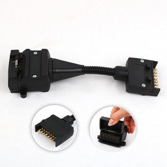 7 Pin Flat Plug to 12 Pin Flat Female Socket Adaptor Trailer Caravan Connector - RnR Galore