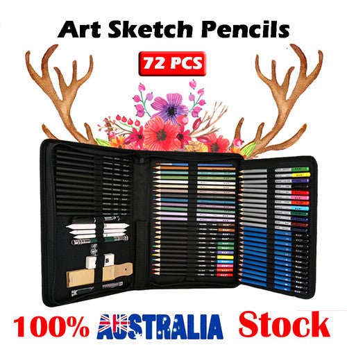 72pcs Professional Drawing Artist Kit Set Pencils and Sketch Charcoal Art Tools - RnR Galore