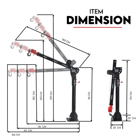 800kg Electric Hoist Winch Crane 12V Swivel Car Truck UTE Lift 360° Pick Up - RnR Galore