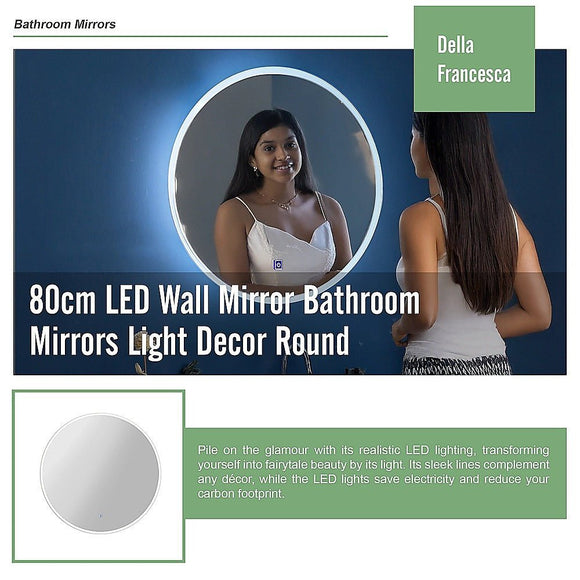 80cm LED Wall Mirror Bathroom Mirrors Light Decor Round - RnR Galore