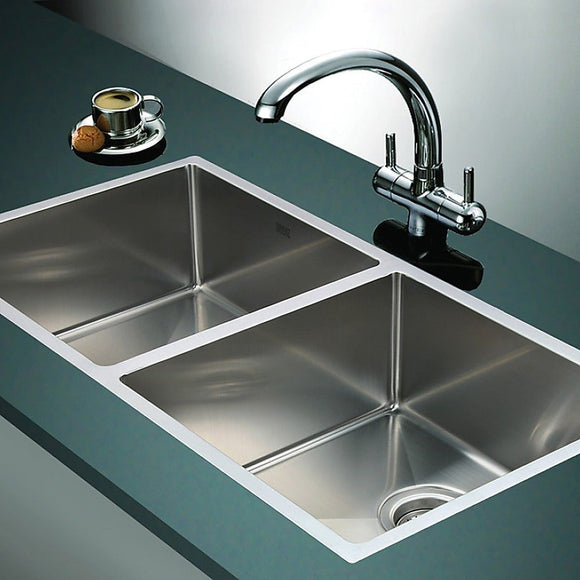 865x440mm Handmade Stainless Steel Undermount / Topmount Kitchen Sink with Waste - RnR Galore