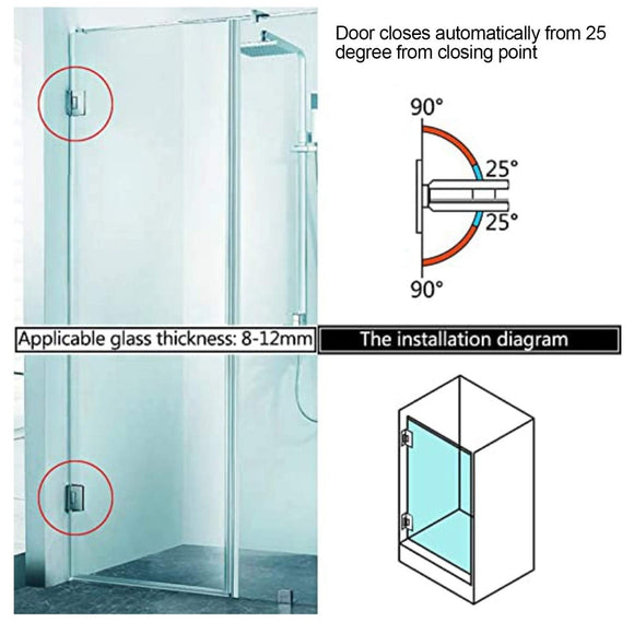 90 Degree Glass Door Cupboard Showcase Cabinet Clamp Glass Shower Doors Hinge 304 Steel - RnR Galore