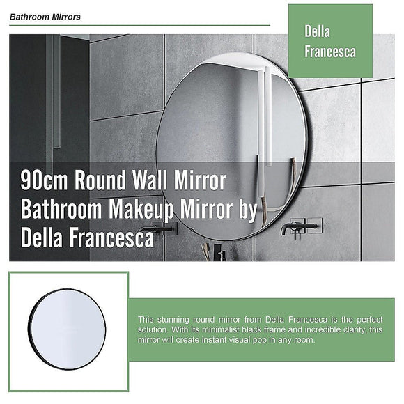 90cm Round Wall Mirror Bathroom Makeup Mirror by Della Francesca - RnR Galore