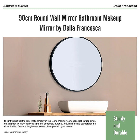 90cm Round Wall Mirror Bathroom Makeup Mirror by Della Francesca - RnR Galore