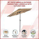9FT Patio Umbrella Outdoor Garden Table Umbrella with 8 Sturdy Ribs - RnR Galore