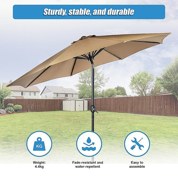 9FT Patio Umbrella Outdoor Garden Table Umbrella with 8 Sturdy Ribs - RnR Galore