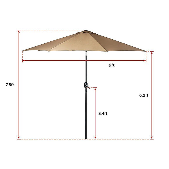 9FT Patio Umbrella Outdoor Garden Table Umbrella with 8 Sturdy Ribs - RnR Galore