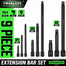 9Pcs Extension Bar Set 1/4" 3/8" 1/2" Black Drive Socket Auto Repairing - RnR Galore